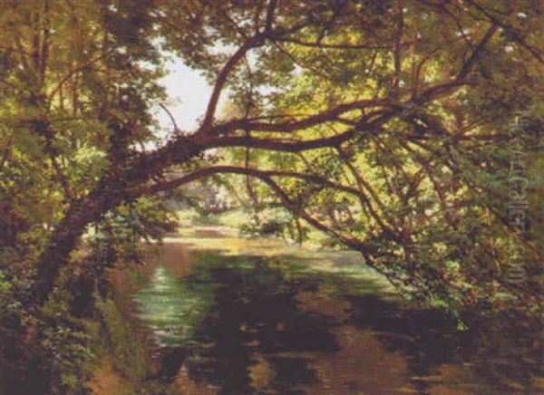 Villeneuve (l'etang) Oil Painting by Henri Biva