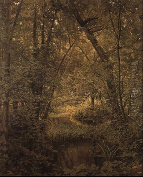 The Woodland Pool Oil Painting by Henri Biva