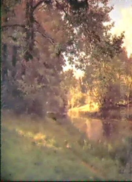 Bachlauf In Sommerlicher Landschaft Oil Painting by Henri Biva