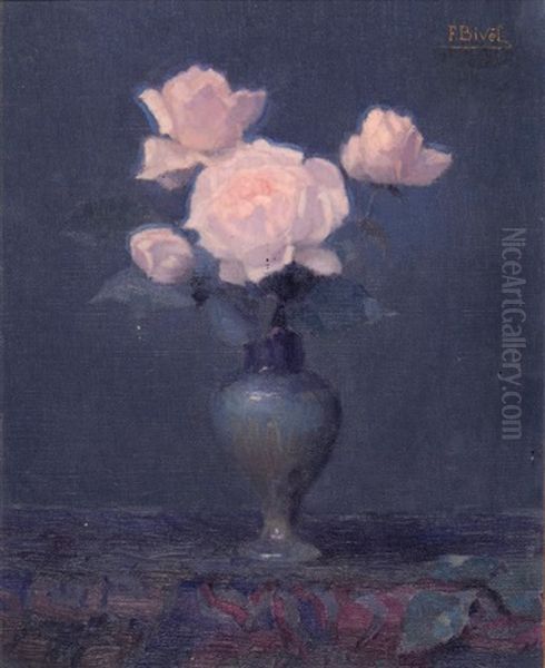 Roses Dans Un Vase De Ceramique Oil Painting by Fernand (Achille Lucien) Bivel