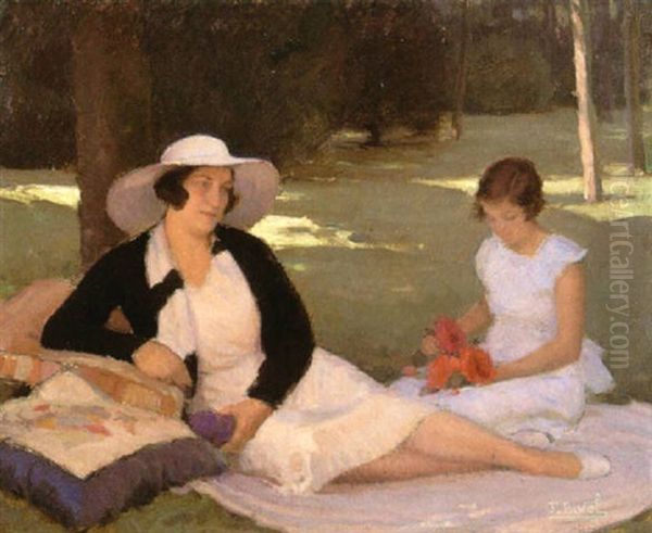 Repos Dans Un Parc Oil Painting by Fernand (Achille Lucien) Bivel