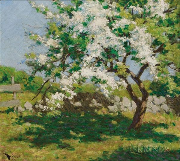 Spring Landscape With Flowering Tree Oil Painting by William Johnson Bixbee