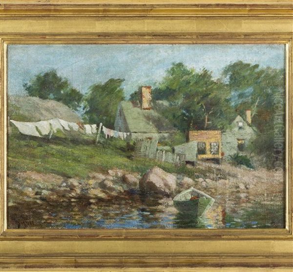 Wash Day At Little Harbor, Marblehead Oil Painting by William Johnson Bixbee