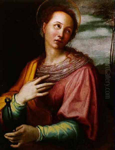 Die Heilige Apollonia, Schutzpatronin Der Zahnarzte Oil Painting by Giovanni Bizzelli