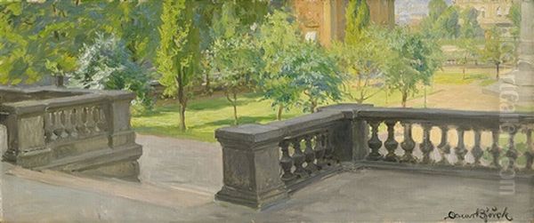 Riddarhusets Park Oil Painting by Gustaf-Oskar Bjoerk