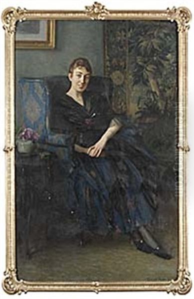 Portratt Av Anna Marg Muller Oil Painting by Gustaf-Oskar Bjoerk