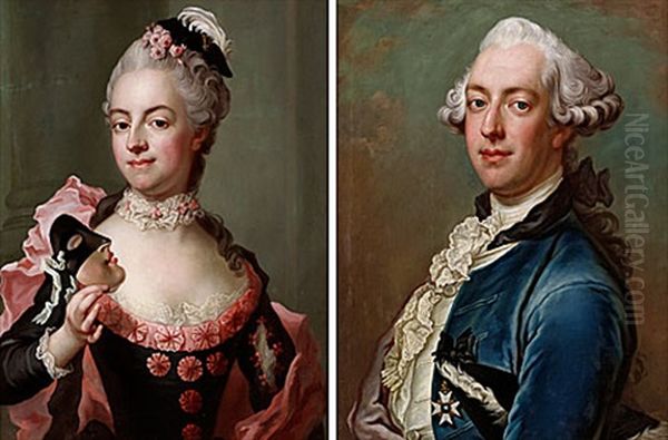 Portratt Av Greve Nils Filip Gyldenstolpe (+ Portratt Av Hans Maka Jacqueline Elisabet, F. De Geer Af Leufsta; Pair) Oil Painting by Jacob Bjork