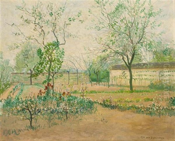 Blossoming Trees, Possibly Samois-sur-seine Oil Painting by Gerrit Willem Van Blaaderen