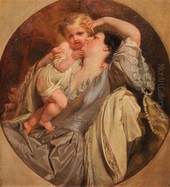 Mother And Child Oil Painting by Eugen von Blaas