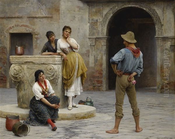 Flirtation Oil Painting by Eugen von Blaas