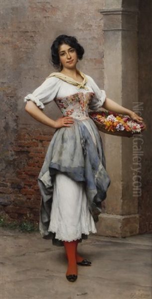 The Flower Seller Oil Painting by Eugen von Blaas