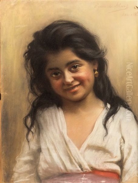 Portrait Of A Gypsy Girl Oil Painting by Eugen von Blaas