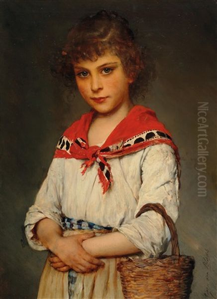 A Neapolitan Girl Oil Painting by Eugen von Blaas