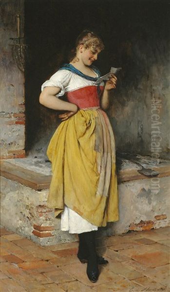 The Letter Oil Painting by Eugen von Blaas