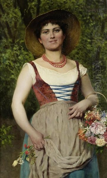 The Flower Seller Oil Painting by Eugen von Blaas