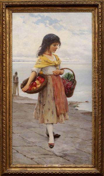 Home From The Market, Venice Oil Painting by Eugen von Blaas