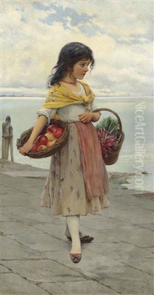 Home From The Market, Venice Oil Painting by Eugen von Blaas