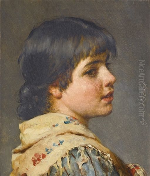 Eine Venezianerin (a Venetian Girl) Oil Painting by Eugen von Blaas