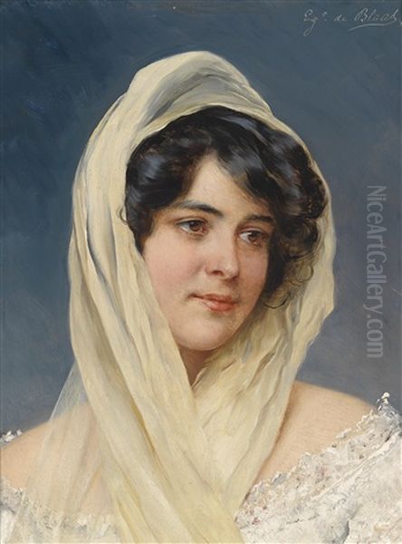 Bildnis Einer Jungen Dame Mit Schleier Oil Painting by Eugen von Blaas