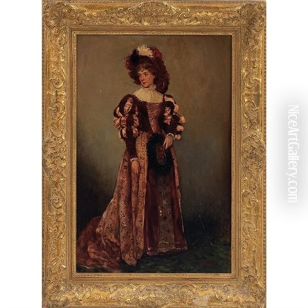 Lady With A Fan Oil Painting by Eugen von Blaas