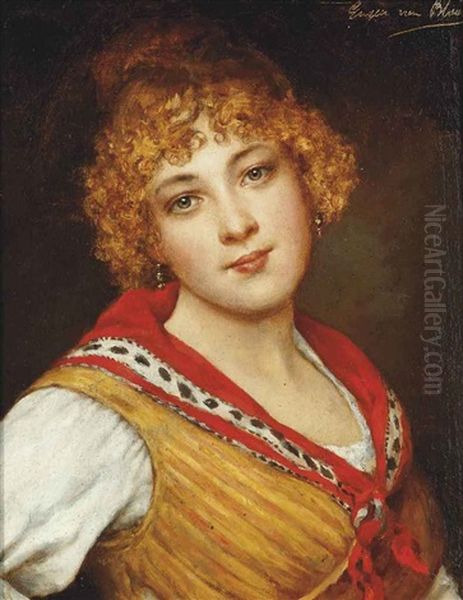 A Young Venetian Beauty by Eugen von Blaas