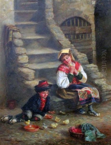 Foster Parents Oil Painting by Eugen von Blaas