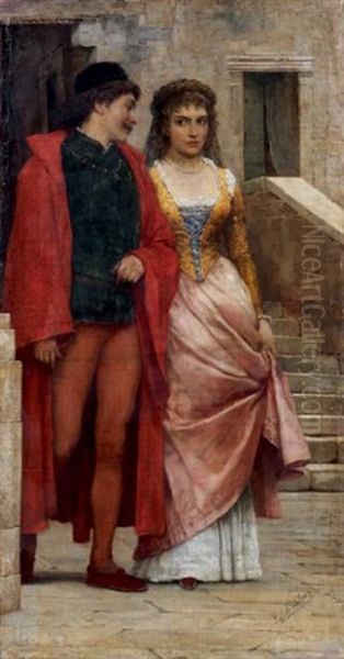 Les Amoureux A Venise Oil Painting by Eugen von Blaas