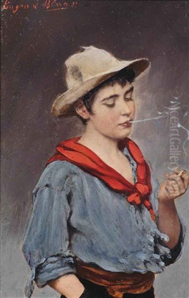 The Little Smoker Oil Painting by Eugen von Blaas