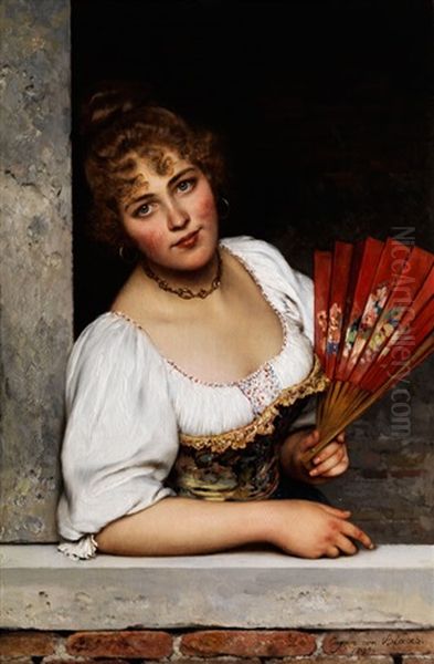 Der Rote Facher Oil Painting by Eugen von Blaas