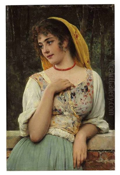 A Pensive Beauty Oil Painting by Eugen von Blaas