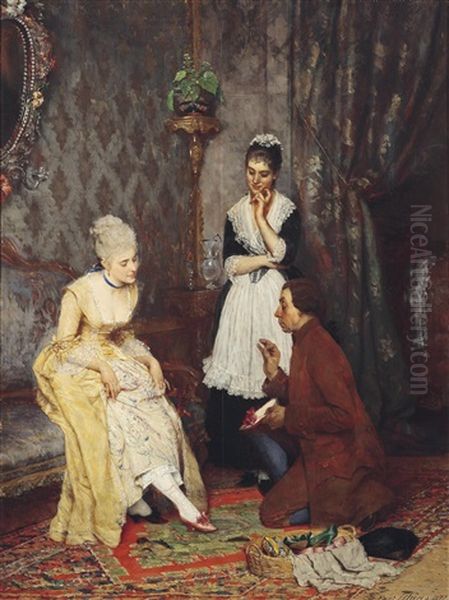 Der Perfekte Schuh! Oil Painting by Eugen von Blaas