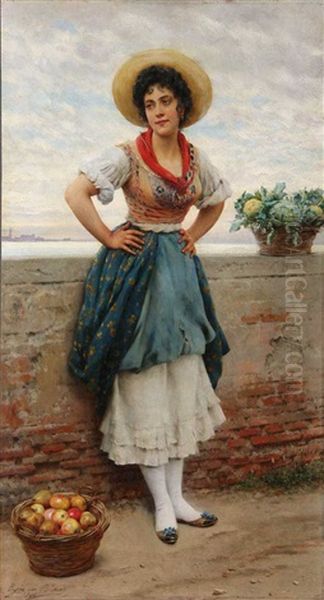 The Apple Seller Oil Painting by Eugen von Blaas