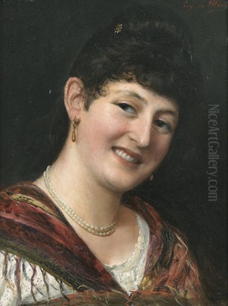 Portrat Einer Lachelnden Italienerin Oil Painting by Eugen von Blaas