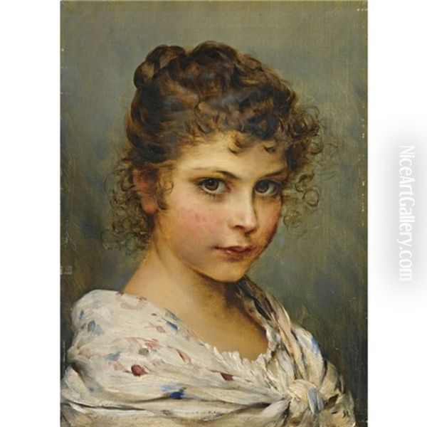 Little Italian Girl Oil Painting by Eugen von Blaas