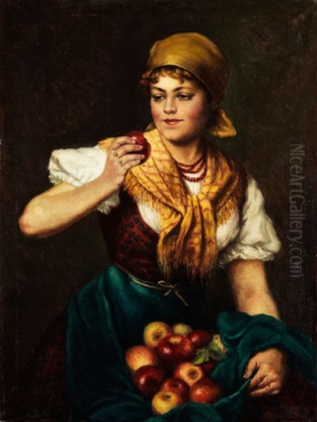 Der Rote Apfel Oil Painting by Eugen von Blaas