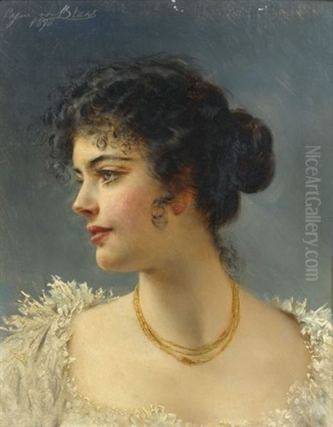 Portrait De Femme Au Collier by Eugen von Blaas