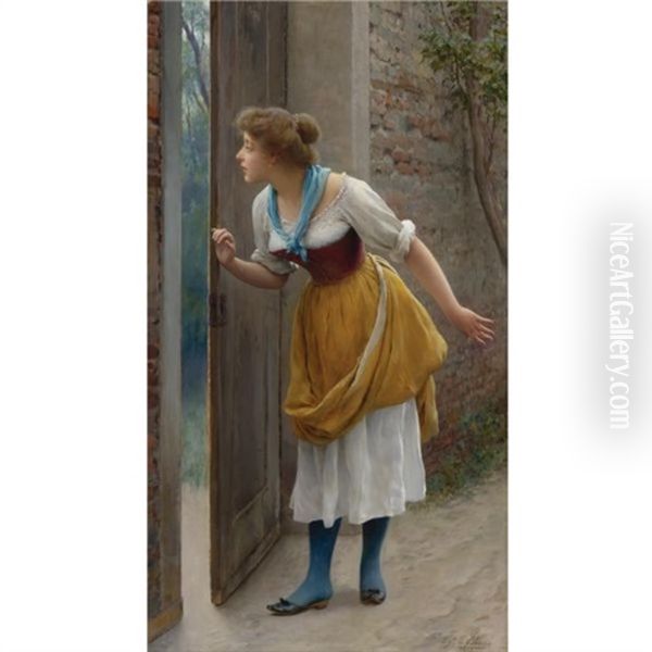 The Eavesdropper Oil Painting by Eugen von Blaas