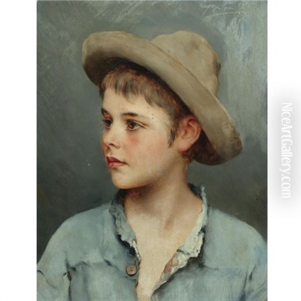 His New Hat Oil Painting by Eugen von Blaas