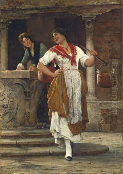 Die Wassertragerin - The Water Carrier Oil Painting by Eugen von Blaas