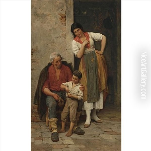 Grandfather's Pipe Oil Painting by Eugen von Blaas