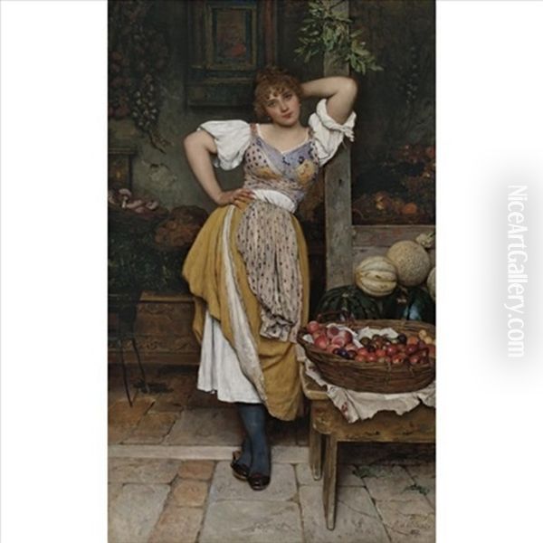 The Fruit Seller Oil Painting by Eugen von Blaas