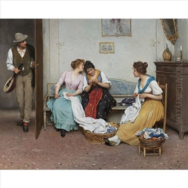 The Friendly Gossips Oil Painting by Eugen von Blaas