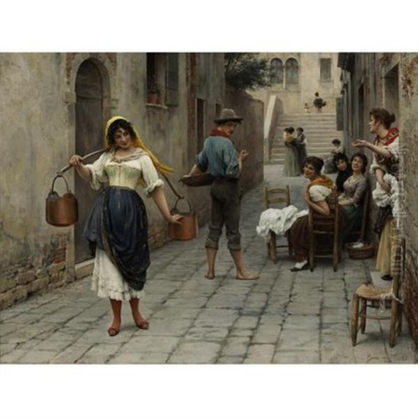 Catch Of The Day Oil Painting by Eugen von Blaas