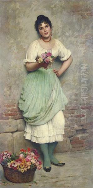 The Flower Seller Oil Painting by Eugen von Blaas