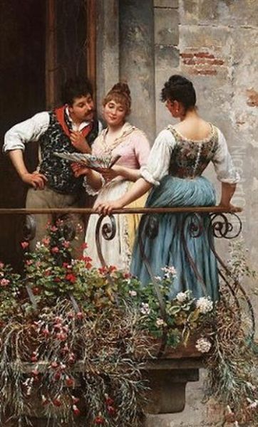 A Favourite Fan Oil Painting by Eugen von Blaas