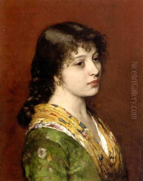 The Yellow Shawl Oil Painting by Eugen von Blaas