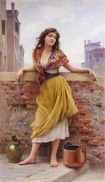 Die Wassertragerin (the Watercarrier) Oil Painting by Eugen von Blaas