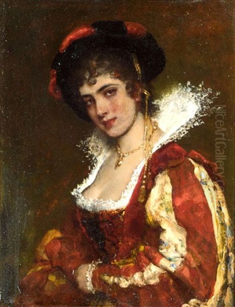 Portrait Of A Venetian Lady by Eugen von Blaas