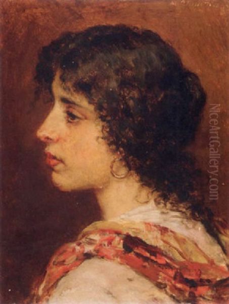 A Young Spanish Beauty Oil Painting by Eugen von Blaas