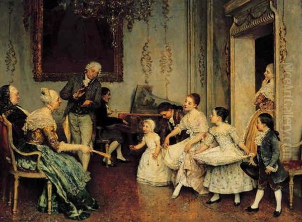 The Introduction Oil Painting by Eugen von Blaas